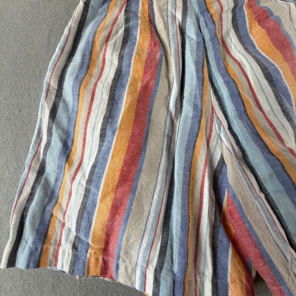 Vintage‎ Lizsport Petite Women's Shorts Size 10 Striped Linen Blend Button Front - Picture 11 of 16
